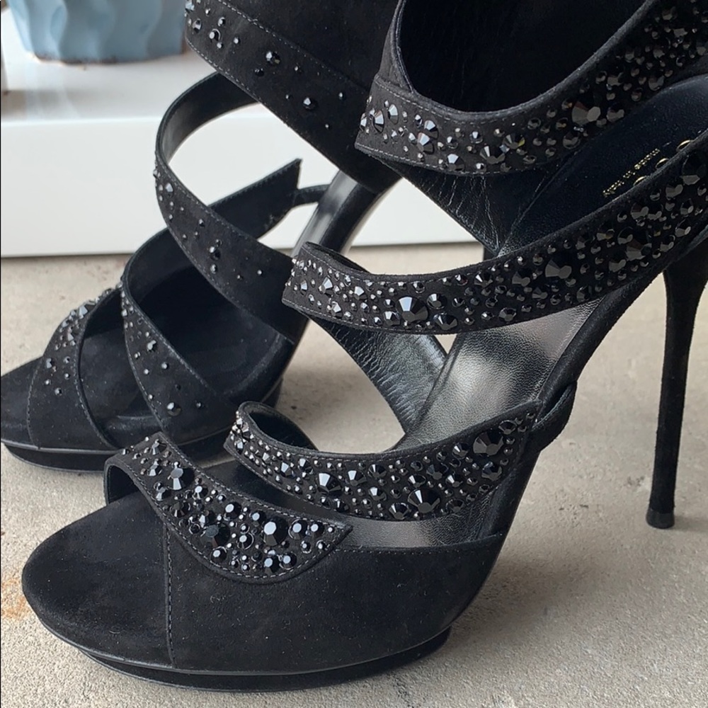 *NWT* Gucci | Swarovsky Crystal Black Heels | Sz 37 - Picture 2 of 8